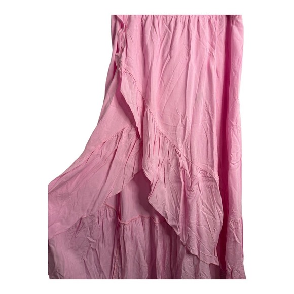 NWT Halara Light Pink Ruffle Split Front Maxi Skirt Elastic Waist Size Large - Picture 6 of 8